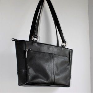 Giani Bernini Black Leather Organizer Shoulder Bag